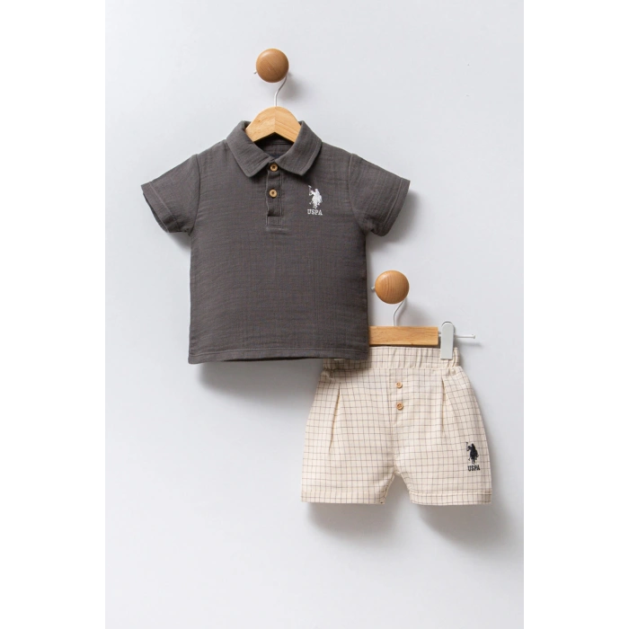 U.S POLO ASSN ERKEK BEBEK 2Lİ TAKIM - ANTRASİT MÜSLİN