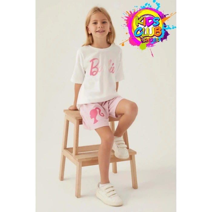 BARBIE KIZ ÇOCUK ŞORT TAKIM - BEYAZ