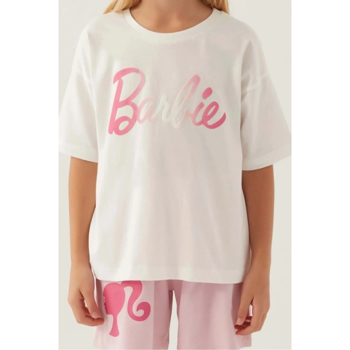 BARBIE KIZ ÇOCUK ŞORT TAKIM - BEYAZ