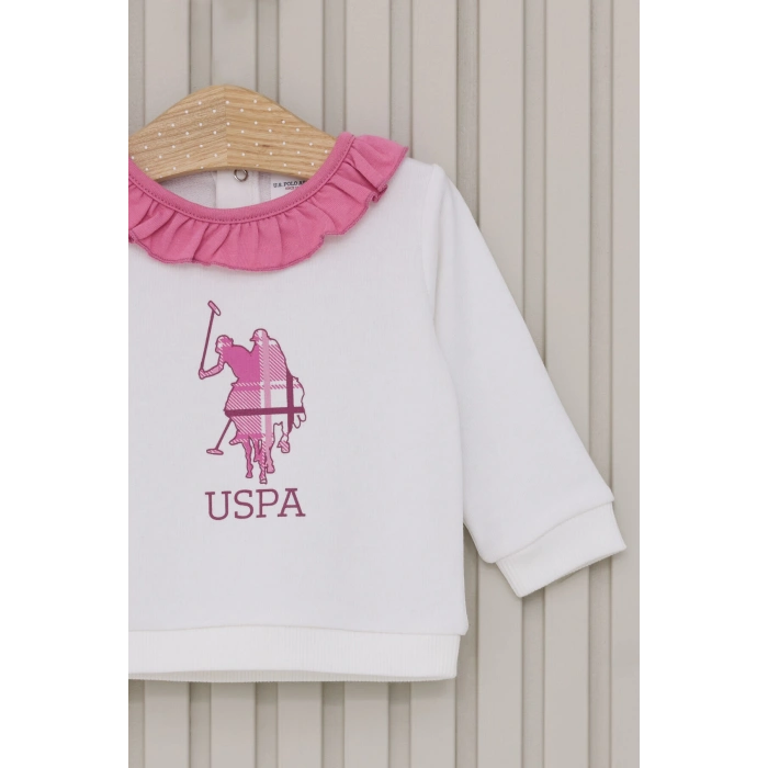 US POLO KIZ BEBEK UZUN KOL 2LI TAKIM - BEYAZ