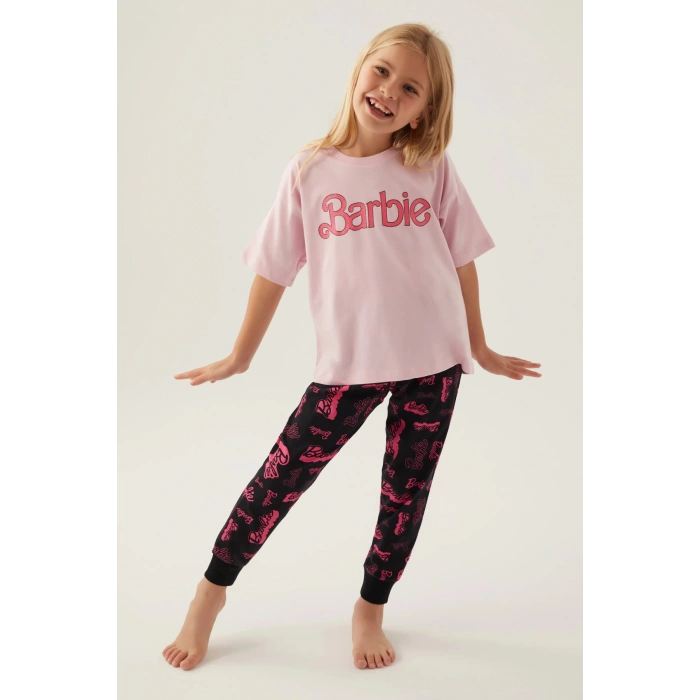 BARBIE KIZ GARSON İKİLİ TAKIM - TOZ PEMBE