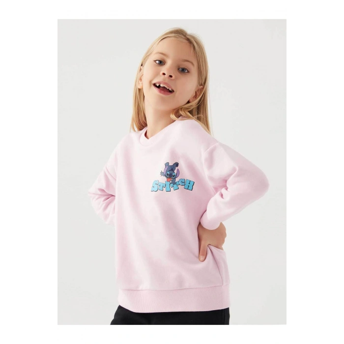 STITCH KIZ ÇOCUK SWEAT - TOZ PEMBE
