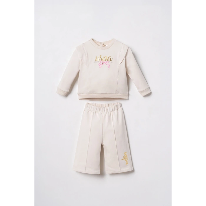 U.S.POLO ASSN. KIZ BEBEK 2Lİ TAKIM - EKRU