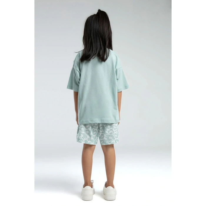 ANNE KIZ ÇOCUK ŞORT TAKIM - SU YEŞİLİ
