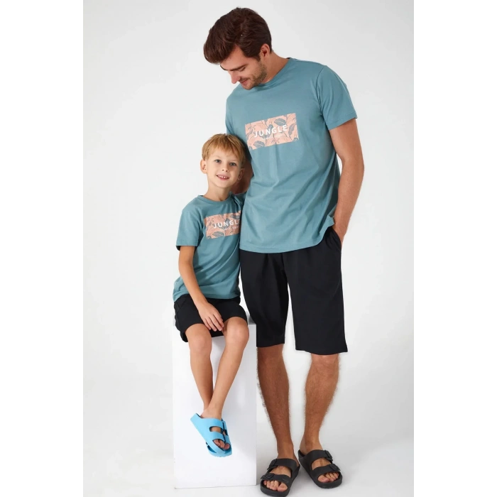 ARNETTA BABA OĞUL BERMUDA İKİLİ TAKIM - PASTEL PETROL