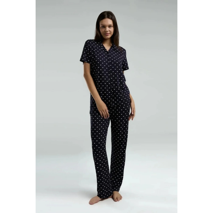 ARNETTA KADIN GÖMLEK PİJAMA TAKIMI - LACİVERT