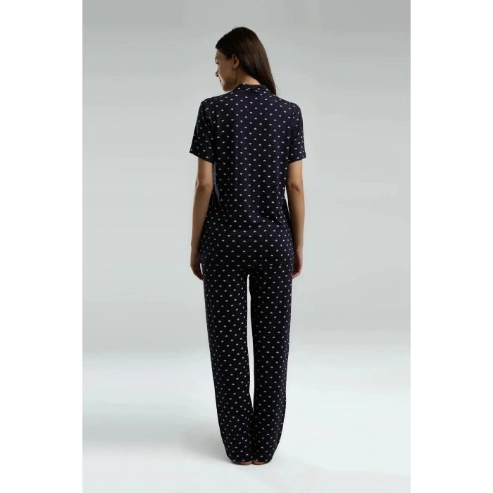 ARNETTA KADIN GÖMLEK PİJAMA TAKIMI - LACİVERT