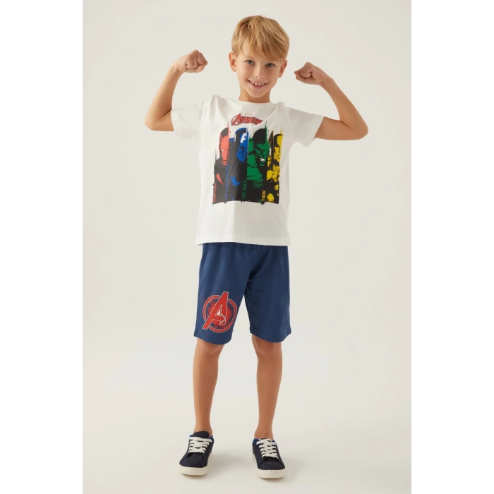 AVENGERS ERKEK ÇOCUK BERMUDA TAKIM - KREM
