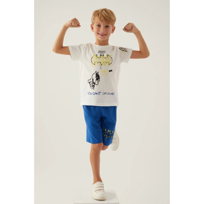 BATMAN ERKEK ÇOCUK BERMUDA TAKIM - KREM