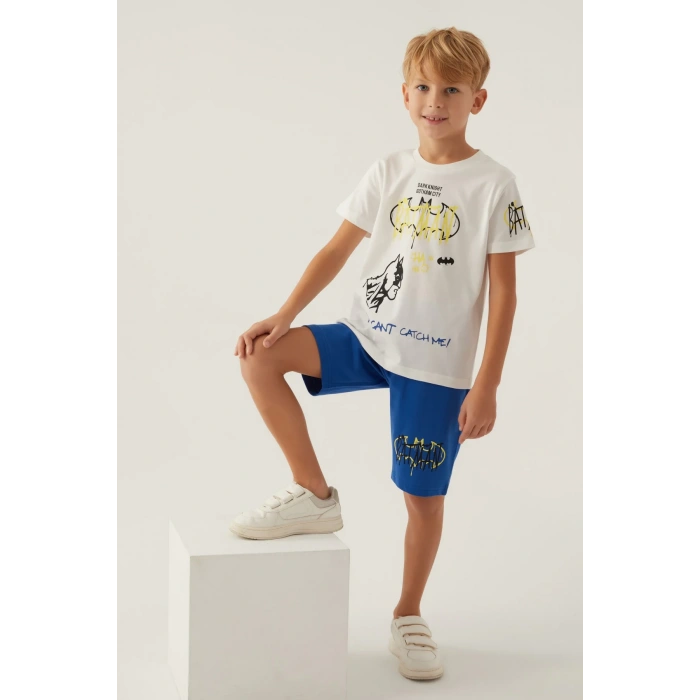 BATMAN ERKEK ÇOCUK BERMUDA TAKIM - KREM