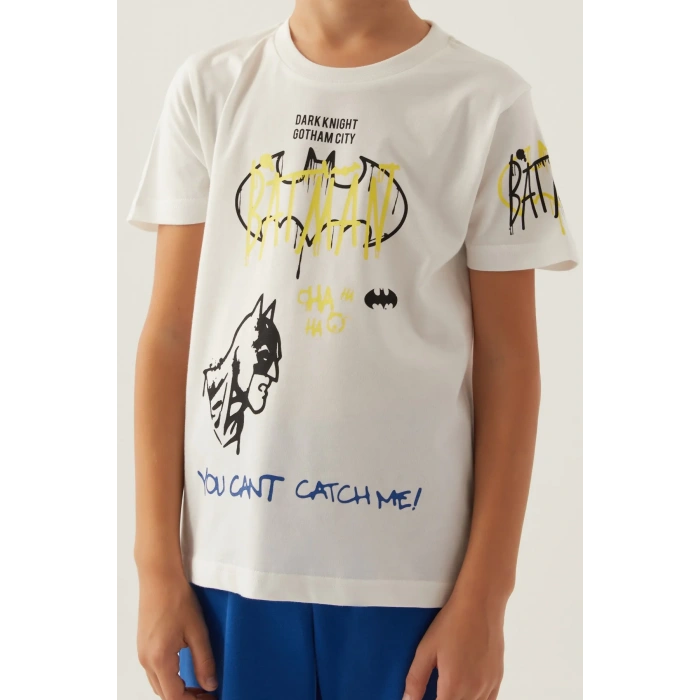 BATMAN ERKEK ÇOCUK BERMUDA TAKIM - KREM