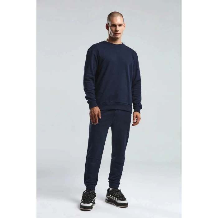 Benmanaj Erkek Beyaz Sweatshirt - LACİVERT