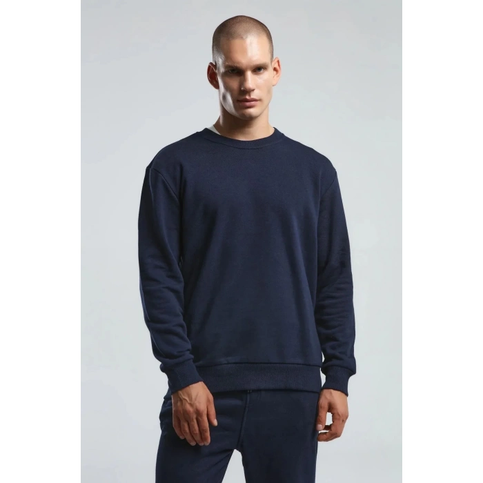 Benmanaj Erkek Beyaz Sweatshirt - LACİVERT