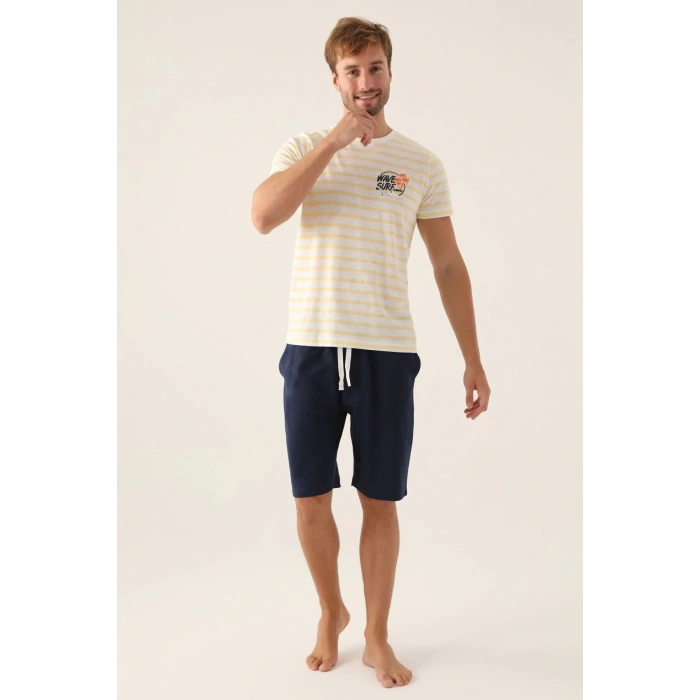 ERKEK BERMUDA TAKIM - KREM PUDİNG