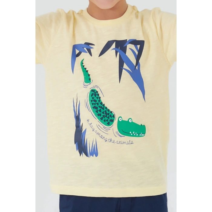 ERKEK ÇOCUK BERMUDA TAKIM - BEBEK SARI