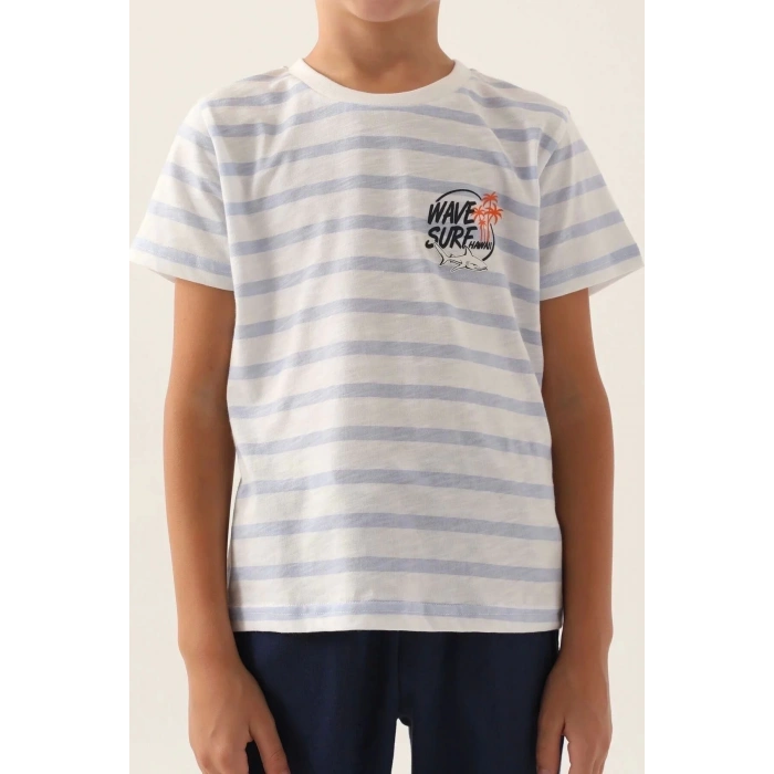 ERKEK ÇOCUK BERMUDA TAKIM - KREM MAVİ