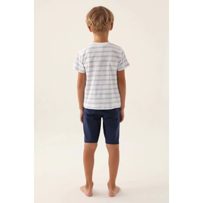ERKEK ÇOCUK BERMUDA TAKIM - KREM MAVİ