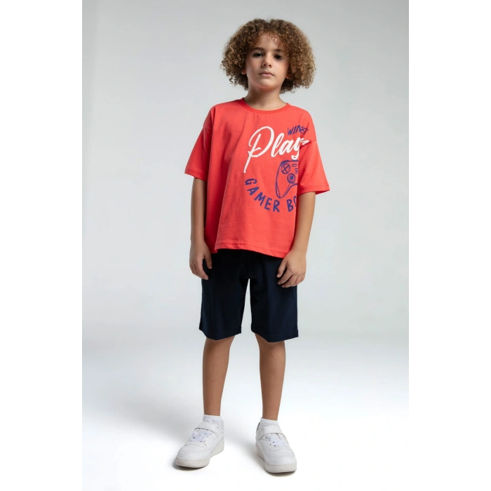 ERKEK ÇOCUK BERMUDA TAKIM - Nar