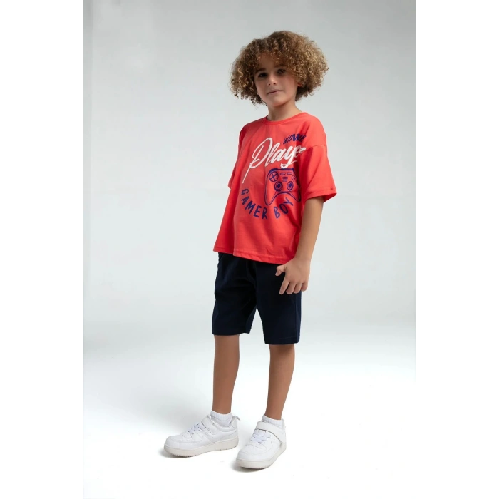 ERKEK ÇOCUK BERMUDA TAKIM - Nar