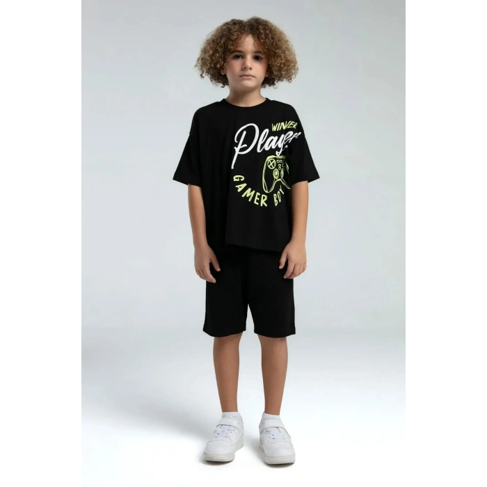 ERKEK ÇOCUK BERMUDA TAKIM - siyah