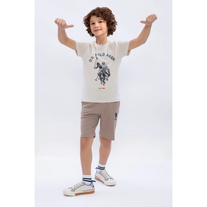 ERKEK ÇOCUK BERMUDA TAKIMI - BEJ