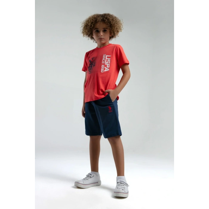 ERKEK ÇOCUK BERMUDA TAKIMI - Nar