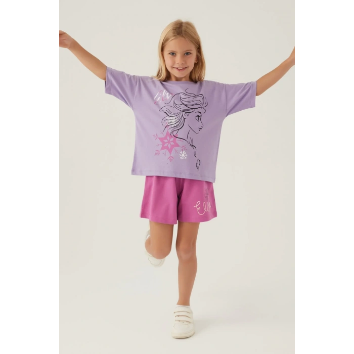 FROZEN KIZ ÇOCUK ŞORT TAKIM - LİLA
