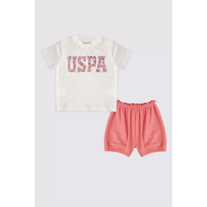 KIZ BEBEK 2 LI KISA KOL T-SHIRT TAKIM - KREM