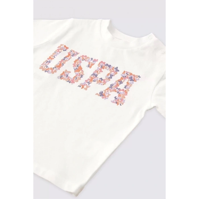 KIZ BEBEK 2 LI KISA KOL T-SHIRT TAKIM - KREM