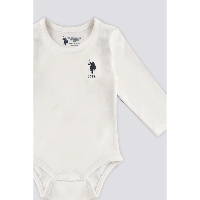 KIZ BEBEK 2 Lİ UZUN KOLLU BODY SET - KREM/DESENLİ