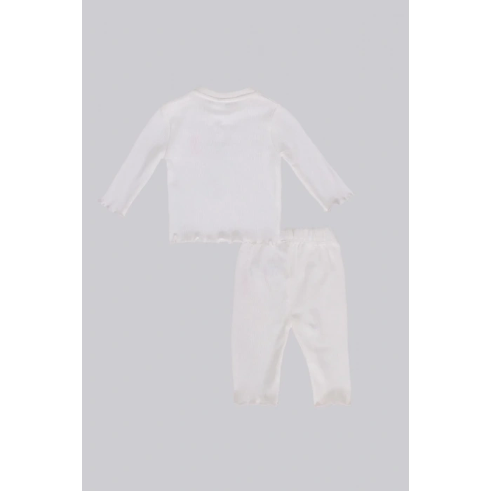 KIZ BEBEK UZUN KOL 2Lİ TAKIM - KREM