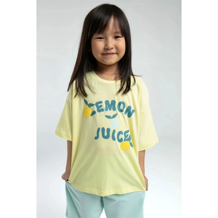 KIZ ÇOCUK BERMUDA TAKIM - AÇIK SARI