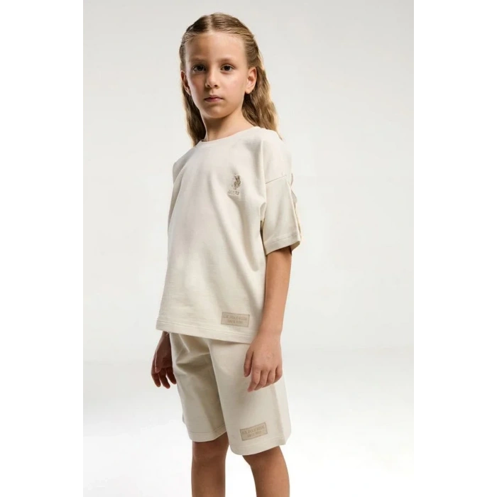 KIZ ÇOCUK BERMUDA TAKIM - BEJ