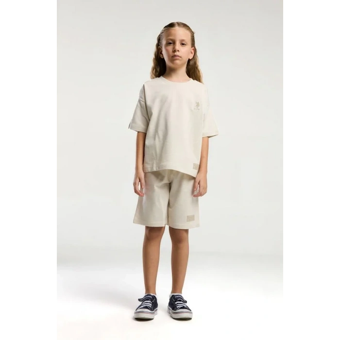 KIZ ÇOCUK BERMUDA TAKIM - BEJ