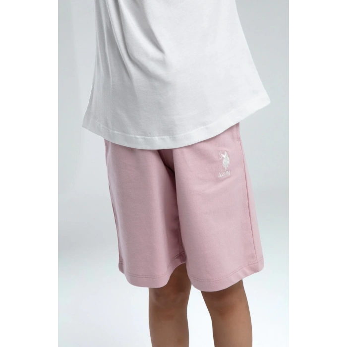 KIZ ÇOCUK BERMUDA TAKIM - BEYAZ/SOFT PEMBE