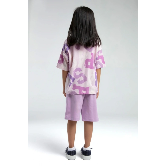 KIZ ÇOCUK BERMUDA TAKIM - LİLA