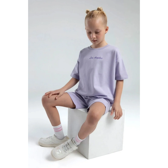 KIZ ÇOCUK BERMUDA TAKIM - LİLA