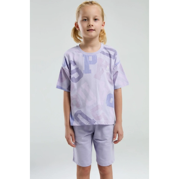KIZ ÇOCUK BERMUDA TAKIM - LİLA