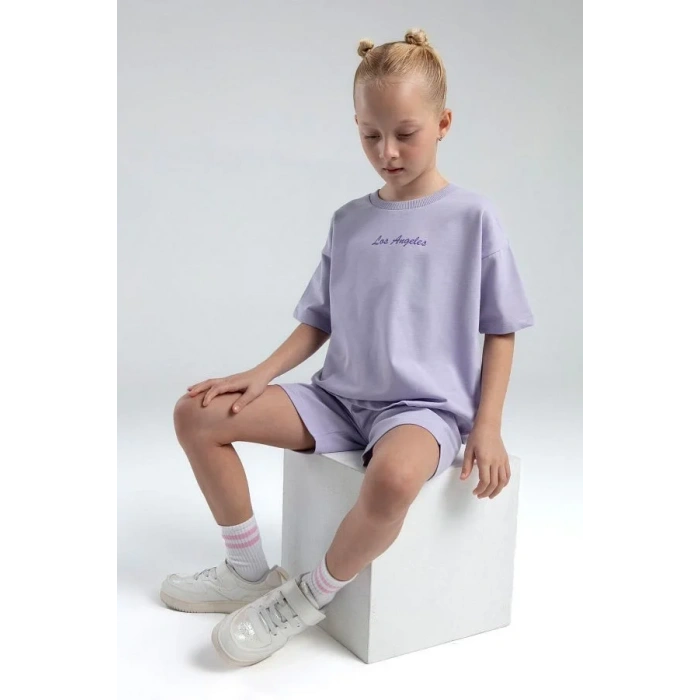 KIZ ÇOCUK BERMUDA TAKIM - LİLA