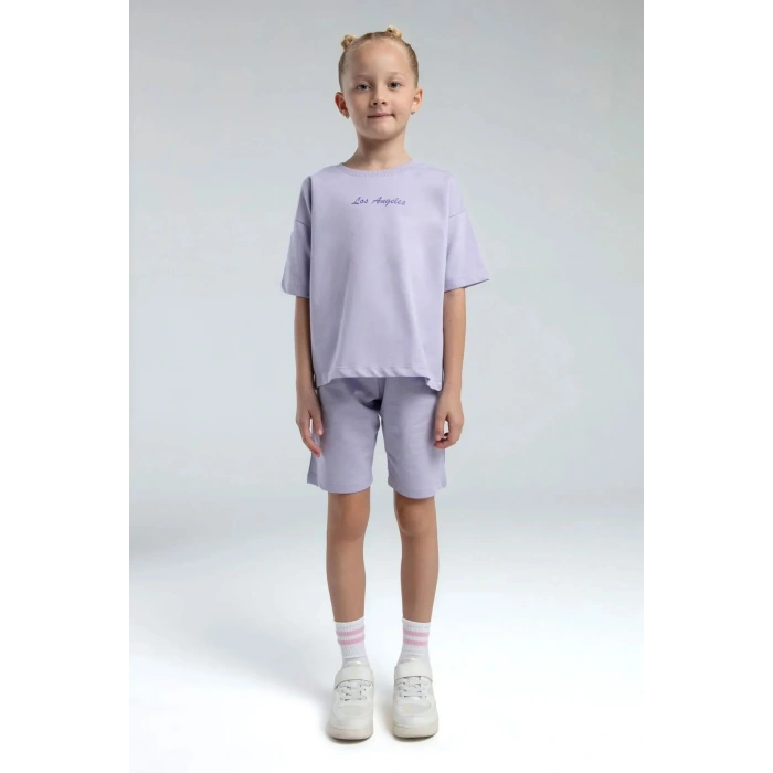 KIZ ÇOCUK BERMUDA TAKIM - LİLA