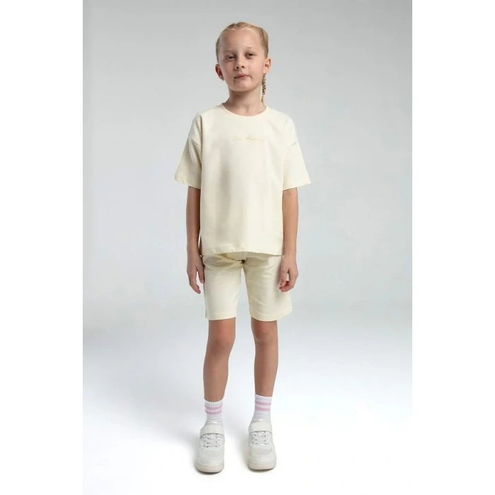 KIZ ÇOCUK BERMUDA TAKIM - LİMON