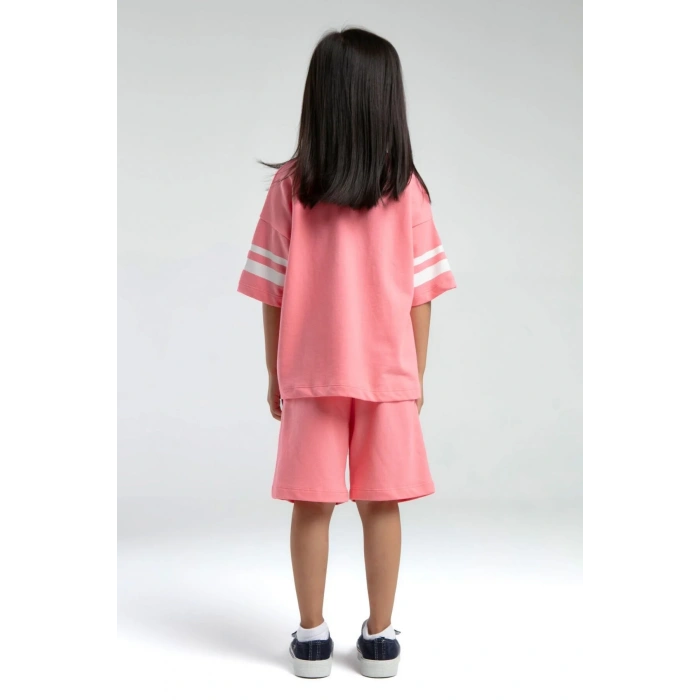 KIZ ÇOCUK BERMUDA TAKIM - NEON PEMBE