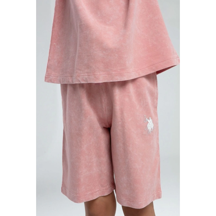 KIZ ÇOCUK BERMUDA TAKIM - RETRO PEMBE
