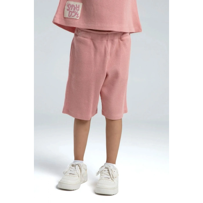 KIZ ÇOCUK BERMUDA TAKIM - RETRO PEMBE