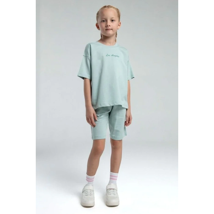 KIZ ÇOCUK BERMUDA TAKIM - SU YEŞİLİ