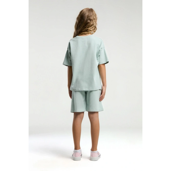 KIZ ÇOCUK BERMUDA TAKIM - SU YEŞİLİ