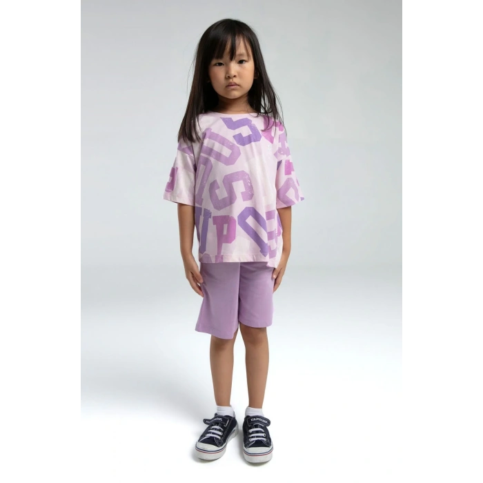 KIZ ÇOCUK BERMUDA TAKIM - TOZ PEMBE