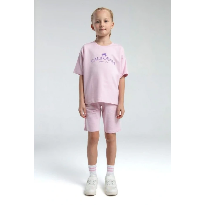 KIZ ÇOCUK BERMUDA TAKIM - TOZ PEMBE