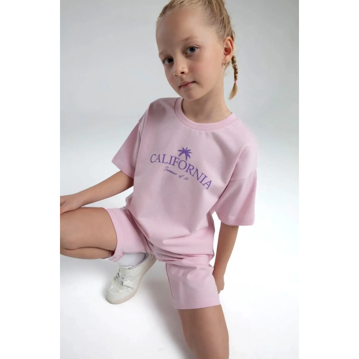 KIZ ÇOCUK BERMUDA TAKIM - TOZ PEMBE