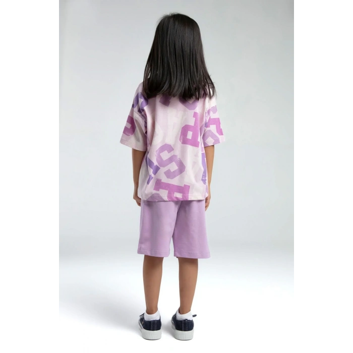 KIZ ÇOCUK BERMUDA TAKIM - TOZ PEMBE